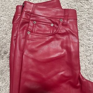 J.Crew Vivid Burgundy Faux Leather Nipped Pants